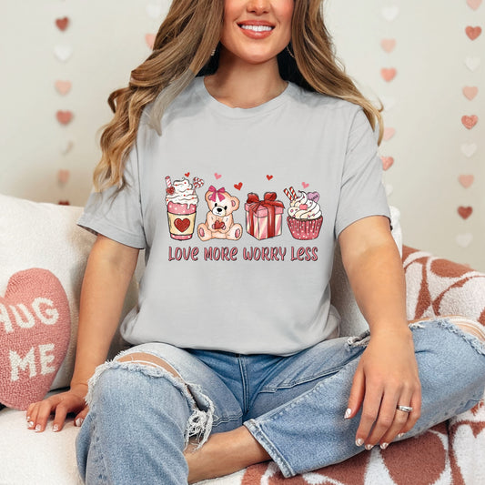 Love More Worry Less T-shirt | Love T-shirts | Women T-shirts