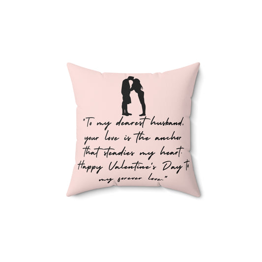 Two Sided Printing Pillow Cover with Pillow |  Valentine Gift Message to Husband | Valentine's Day Birthday Gifts for Husband | Square Decorative Cushion Waist Pillowcase| Spun Polyester Square Pillow