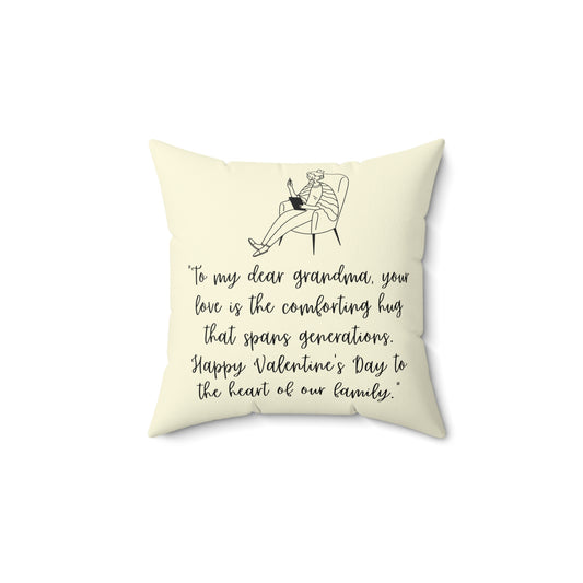 Two Sided Printing Pillow Cover with Pillow | Grandma Valentine Gift Message | Valentine's Day Birthday Gifts for Grandma | Cotton Linen Square Decorative Cushion Waist Pillowcase| Spun Polyester Square Pillow