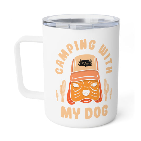 Camping with my Dog Mug ,White Camping Mug, 10 oz Travel Mug, Stainless Steel Mug , Insulated Coffee Mug , White Travel Mug with Lid , Travel Mug , Camping Mug