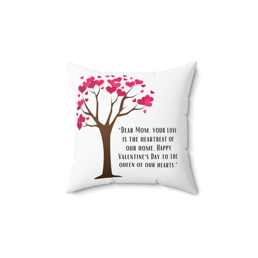 Two Sided Printing Pillow Cover with Pillow |  Valentine Gift Message for Mom | Valentine's Day Birthday Gifts for Mom | Square Decorative Cushion Waist Pillowcase| Spun Polyester Square Pillow